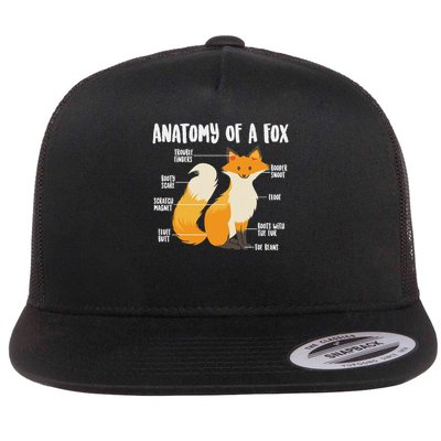 Anatomy Of A Fox Cute Sweet Carnivore Funny Animal Gift Flat Bill Trucker Hat