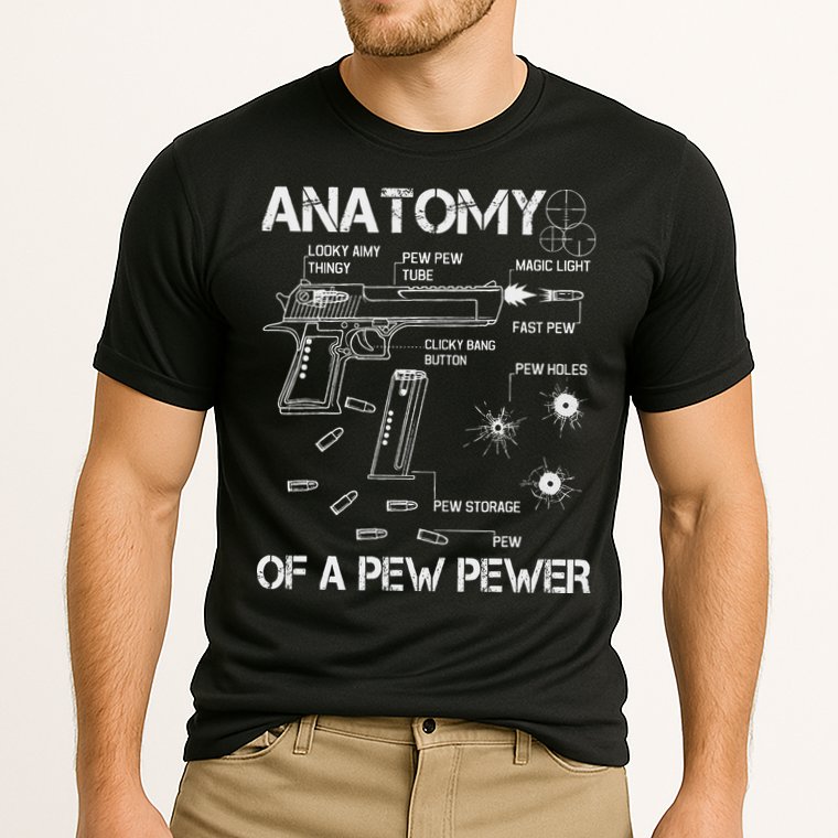 Anatomy Of A Pew Pewer Ammo And Gun Meme Lovers Performance Shirt