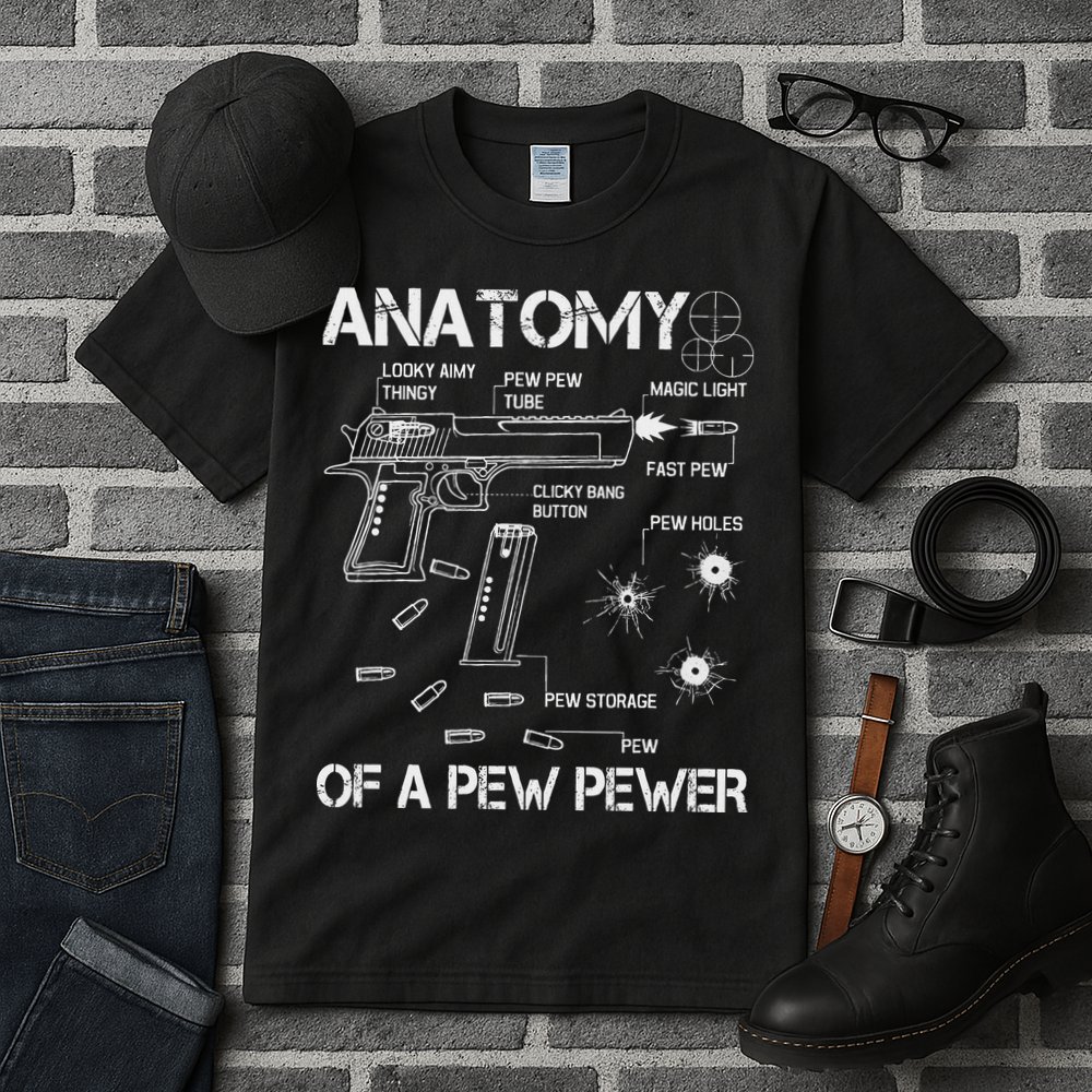 Anatomy Of A Pew Pewer Ammo And Gun Meme Lovers Tall T-Shirt