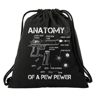 Anatomy Of A Pew Pewer Ammo And Gun Meme Lovers Drawstring Bag