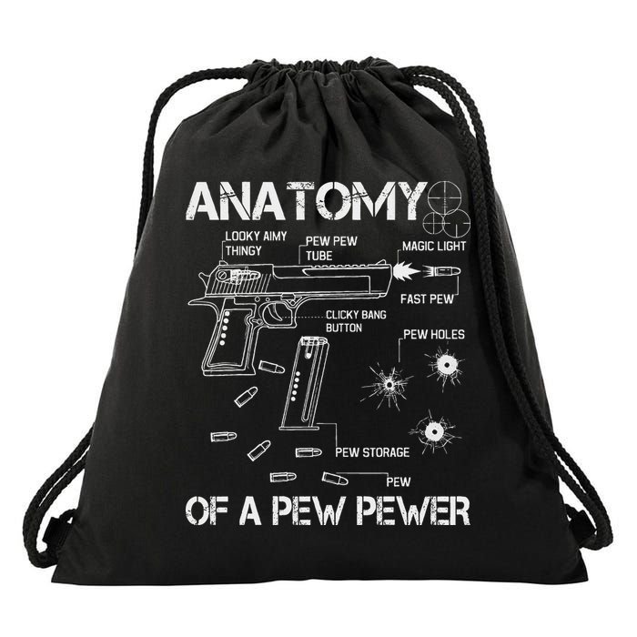 Anatomy Of A Pew Pewer Ammo And Gun Meme Lovers Drawstring Bag
