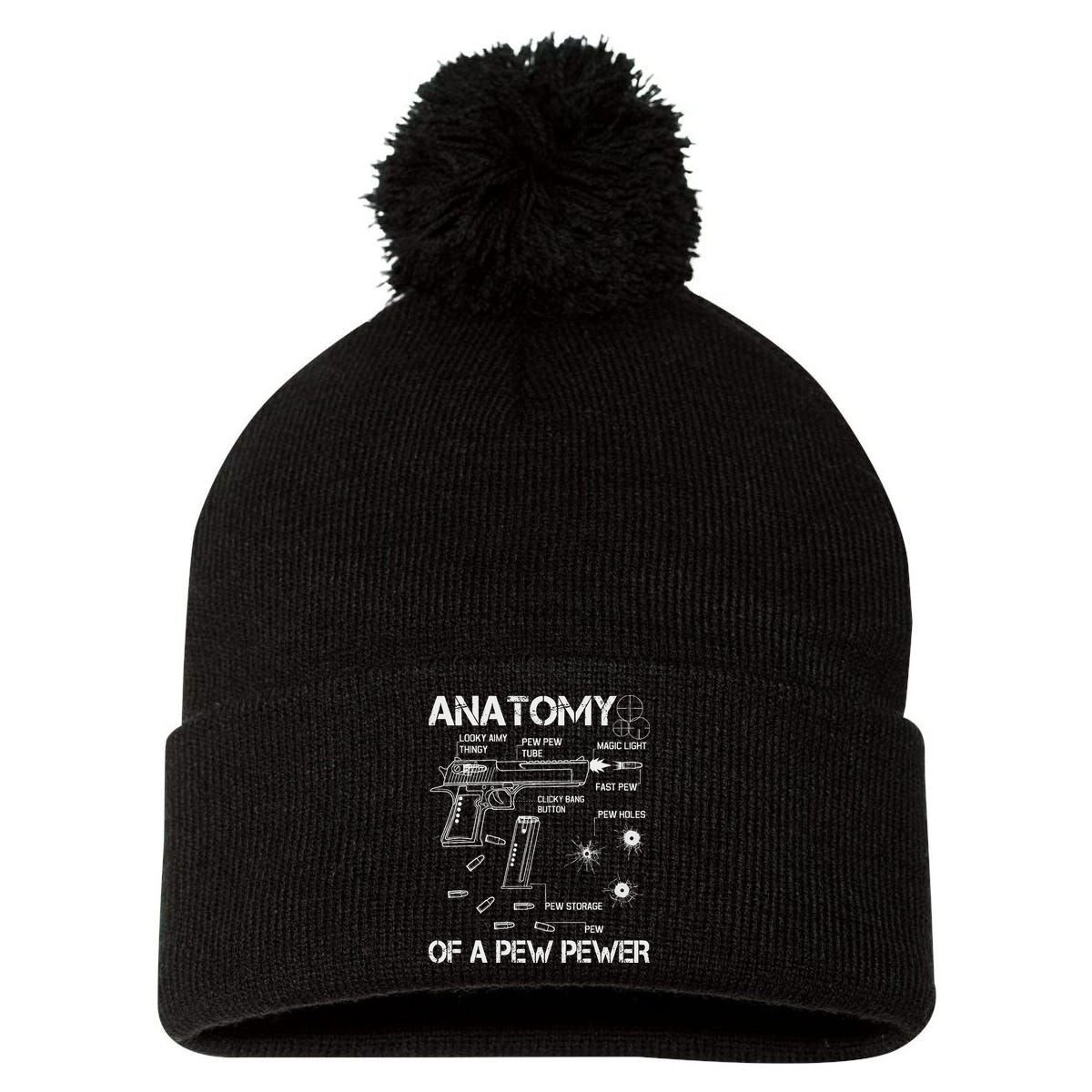 Anatomy Of A Pew Pewer Ammo And Gun Meme Lovers Pom Pom 12in Knit Beanie