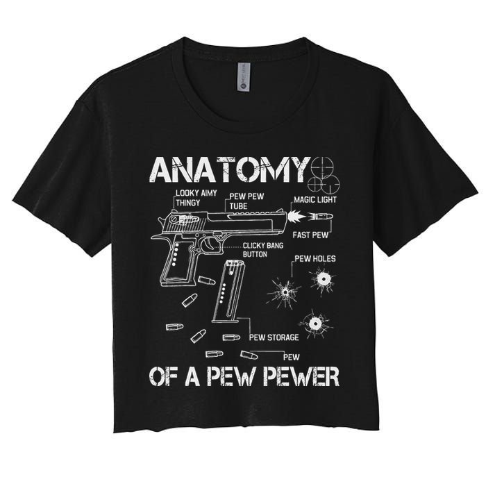 Anatomy Of A Pew Pewer Ammo And Gun Meme Lovers Women's Crop Top Tee