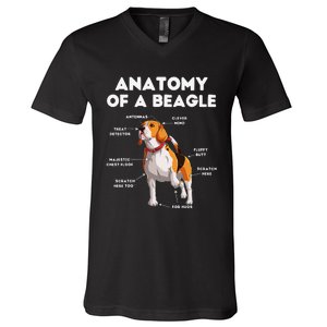 Anatomy of a Beagle Funny Beagle Dog Lover V-Neck T-Shirt