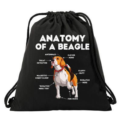 Anatomy of a Beagle Funny Beagle Dog Lover Drawstring Bag