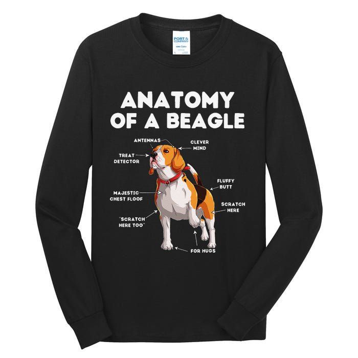 Anatomy of a Beagle Funny Beagle Dog Lover Tall Long Sleeve T-Shirt