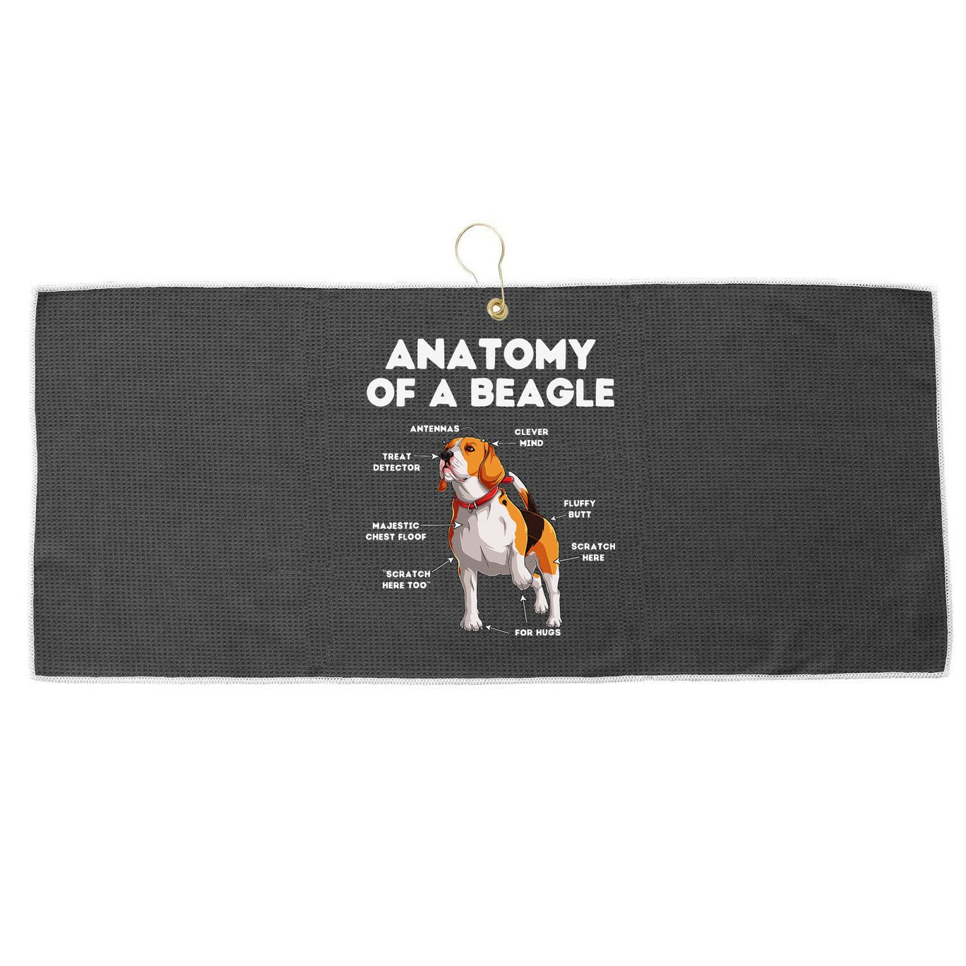 Anatomy of a Beagle Funny Beagle Dog Lover Large Microfiber Waffle Golf Towel
