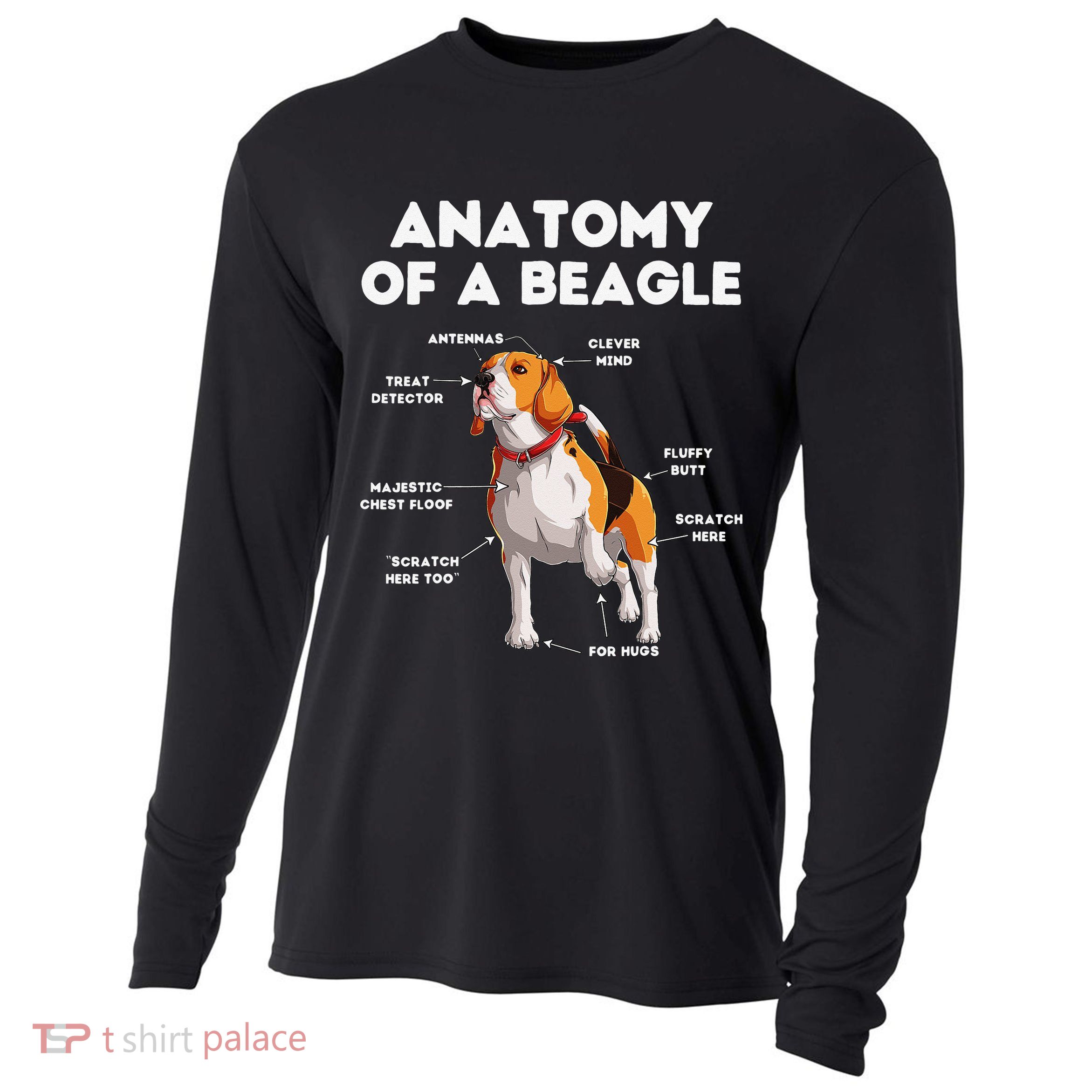 Anatomy of a Beagle Funny Beagle Dog Lover Cooling Performance Long Sleeve Crew