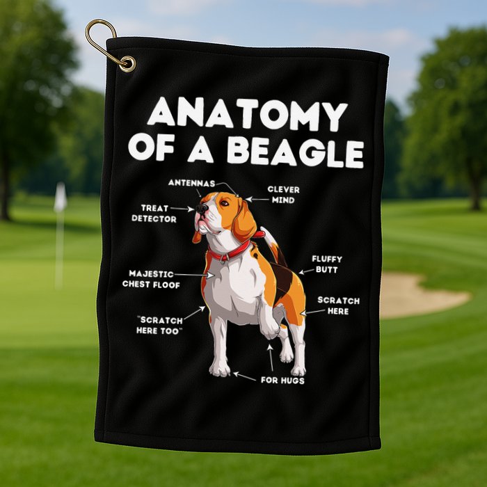 Anatomy of a Beagle Funny Beagle Dog Lover Golf Towel