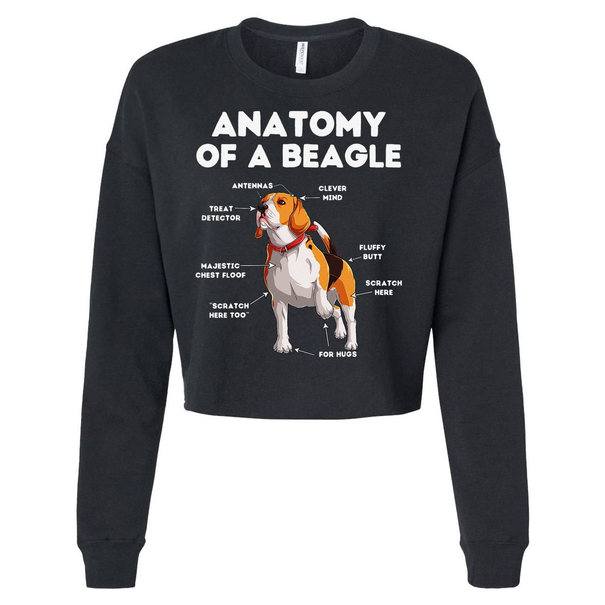 Anatomy of a Beagle Funny Beagle Dog Lover Cropped Pullover Crew