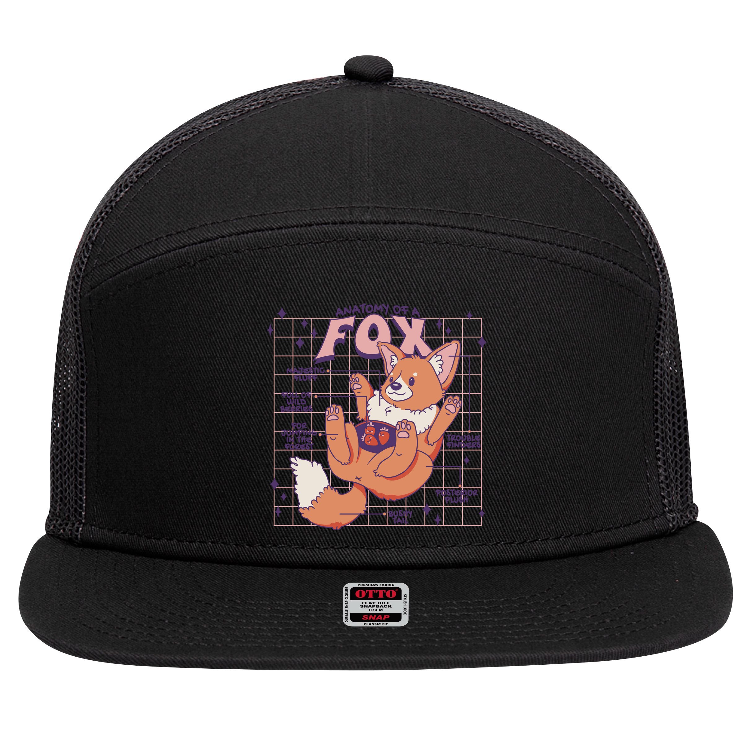 Anatomy Of A Fox 7 Panel Mesh Trucker Snapback Hat