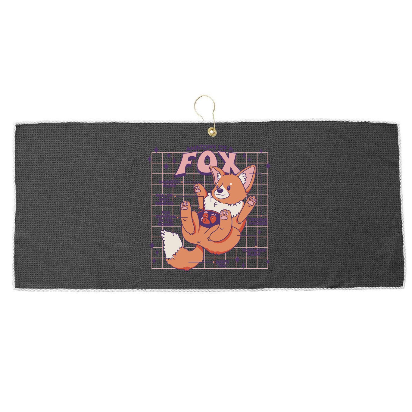 Anatomy Of A Fox Large Microfiber Waffle Golf Towel