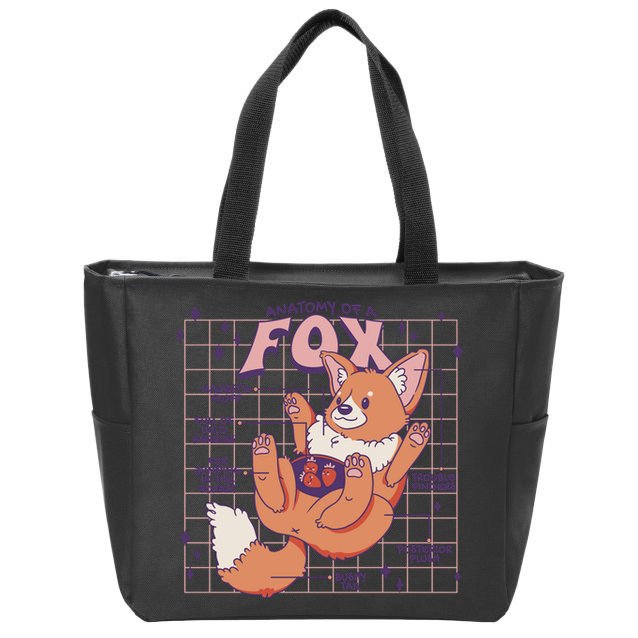 Anatomy Of A Fox Zip Tote Bag