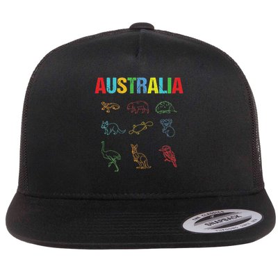 Animals Of Australia Australia Day Australian Kangaroo Flat Bill Trucker Hat