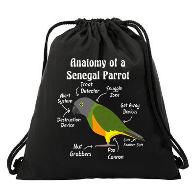 Anatomy Of A Senegal Parrot Drawstring Bag
