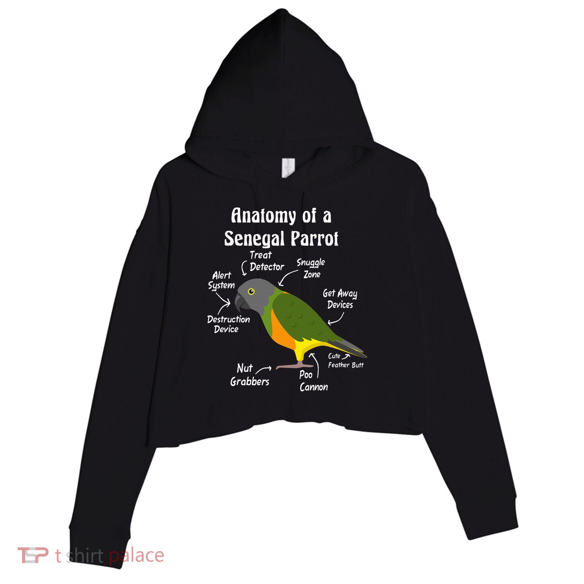 Anatomy Of A Senegal Parrot Crop Fleece Hoodie