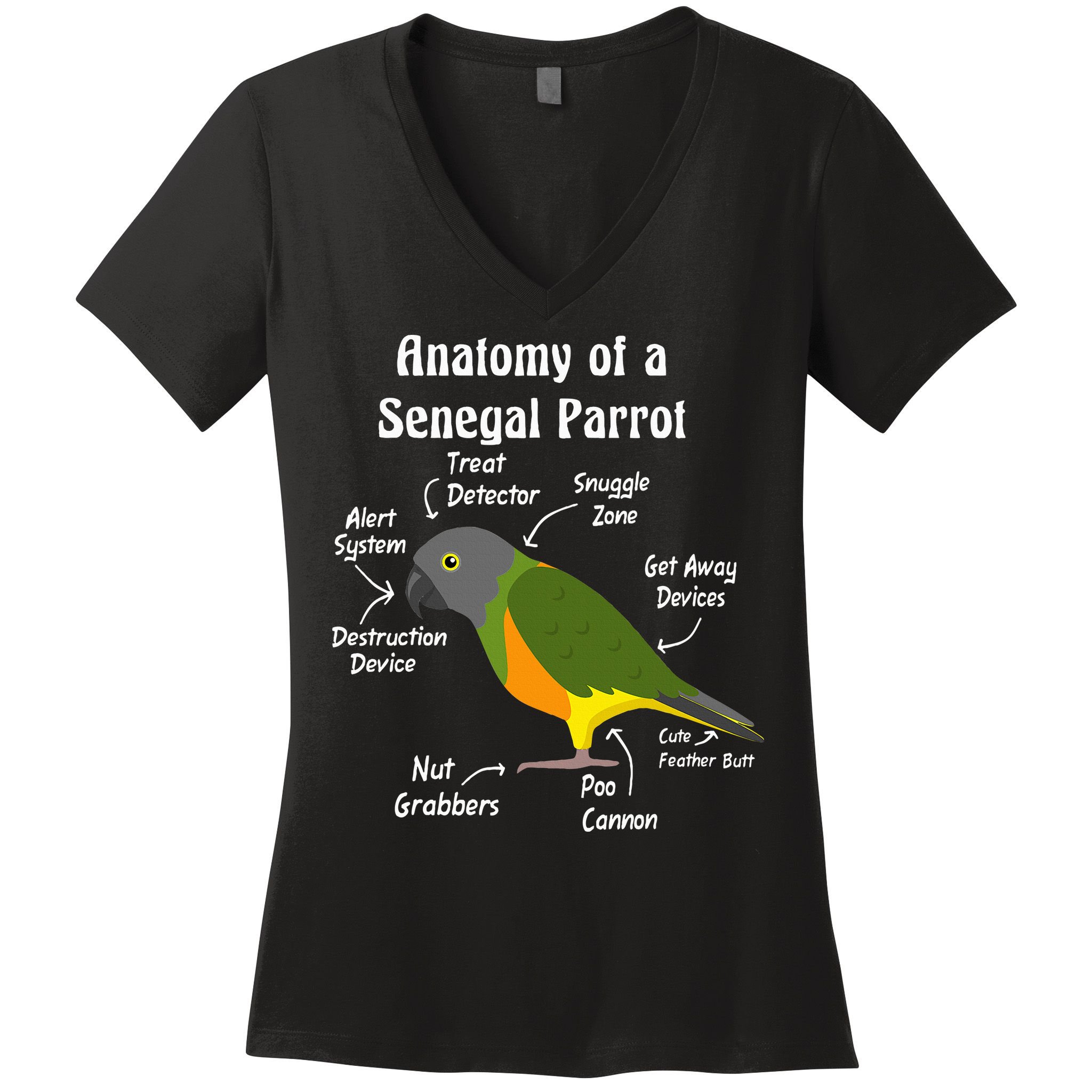 Anatomy Of A Senegal Parrot Women's V-Neck T-Shirt