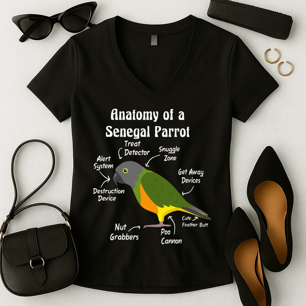 Anatomy Of A Senegal Parrot Women's V-Neck T-Shirt