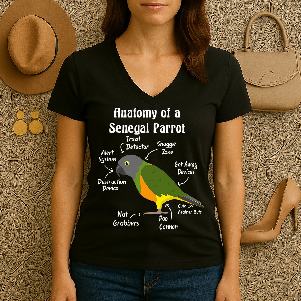 Anatomy Of A Senegal Parrot Women's V-Neck T-Shirt