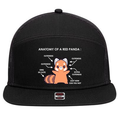 Anatomy Of A Red Panda Science Zoologist Red Panda Anatomy Gift 7 Panel Mesh Trucker Snapback Hat