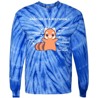 Anatomy Of A Red Panda Science Zoologist Red Panda Anatomy Gift Tie-Dye Long Sleeve Shirt