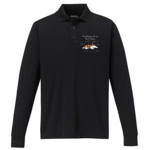 Anatomy Of A Brittany Spaniel Funny Dog Gift Performance Long Sleeve Polo