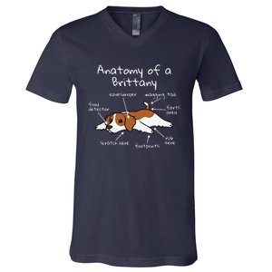 Anatomy Of A Brittany Spaniel Funny Dog Gift V-Neck T-Shirt