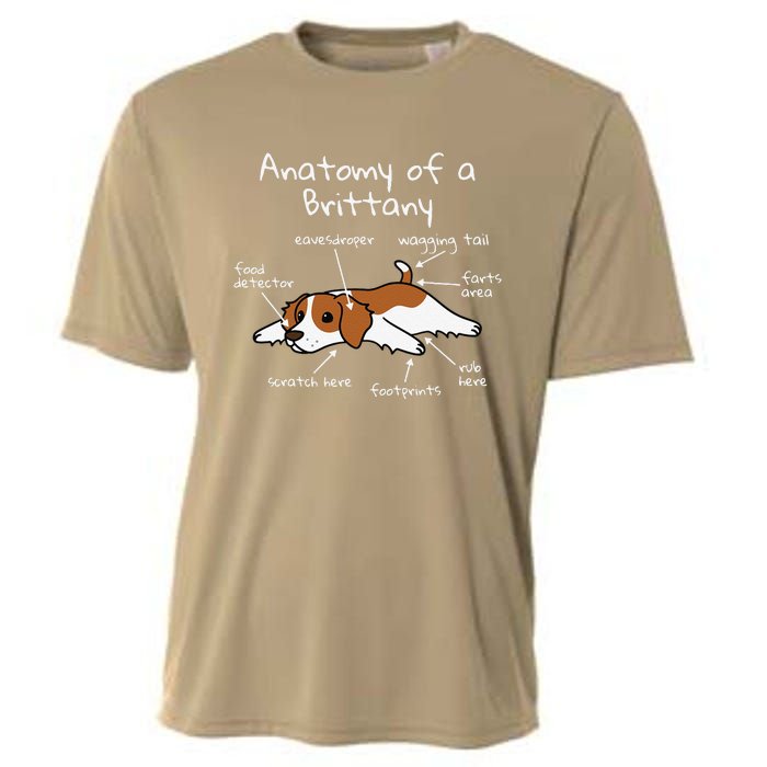 Anatomy Of A Brittany Spaniel Funny Dog Gift Cooling Performance Crew T-Shirt