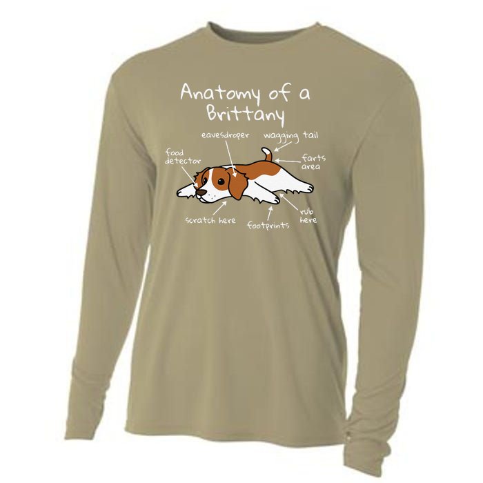 Anatomy Of A Brittany Spaniel Funny Dog Gift Cooling Performance Long Sleeve Crew