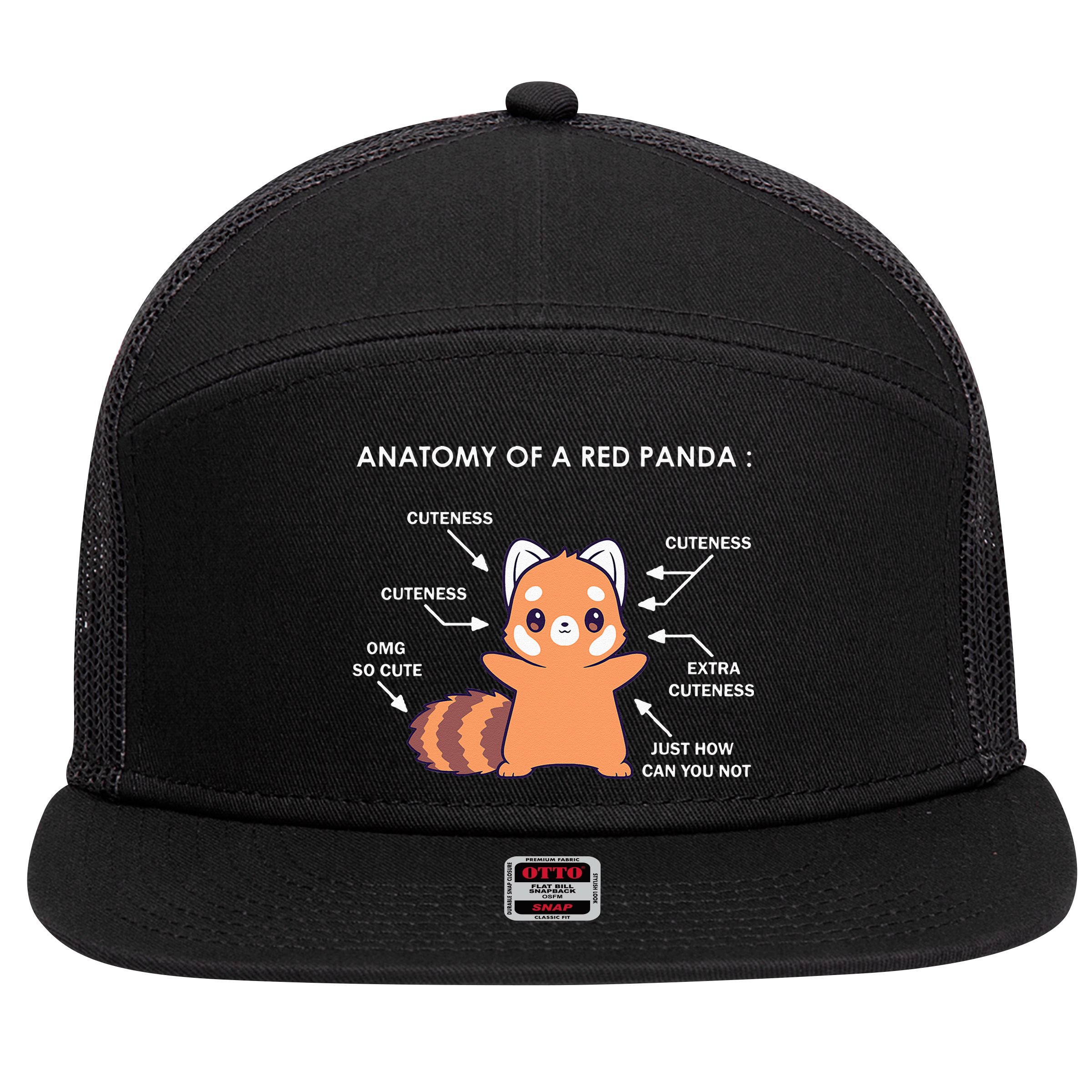 Anatomy Of A Red Panda Science Zoologist Red Panda Anatomy 7 Panel Mesh Trucker Snapback Hat