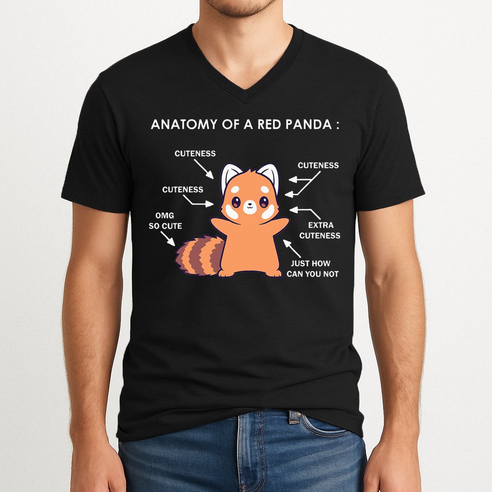 Anatomy Of A Red Panda Science Zoologist Red Panda Anatomy V-Neck T-Shirt