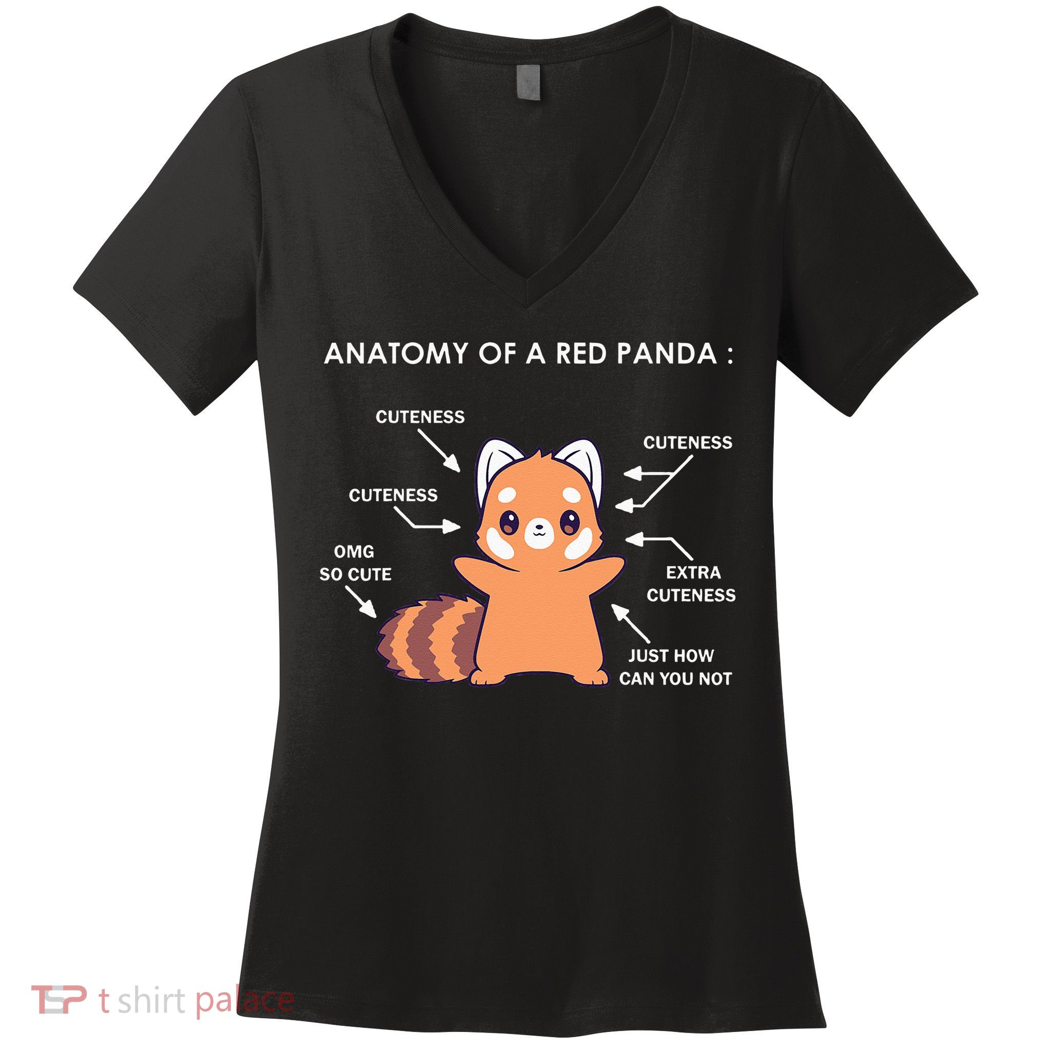 Anatomy Of A Red Panda Science Zoologist Red Panda Anatomy Women's V-Neck T-Shirt