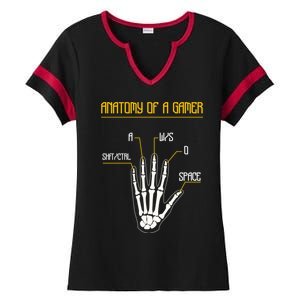 Anatomy Of A Gamer Video Game Pc Gaming Rpg Moba Streamer Funny Gift Ladies Halftime Notch Neck Tee