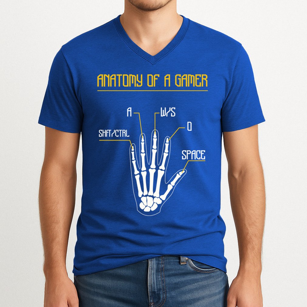 Anatomy Of A Gamer Video Game Pc Gaming Rpg Moba Streamer Funny Gift V-Neck T-Shirt