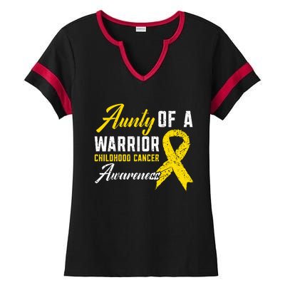 Aunty Of A Warrior Hood Cancer Awareness Gift Ladies Halftime Notch Neck Tee