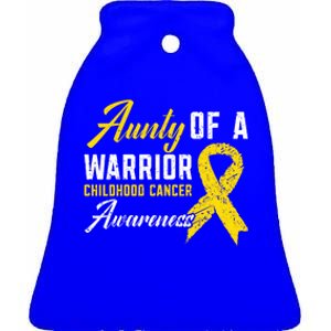 Aunty Of A Warrior Hood Cancer Awareness Gift Ceramic Bell Ornament