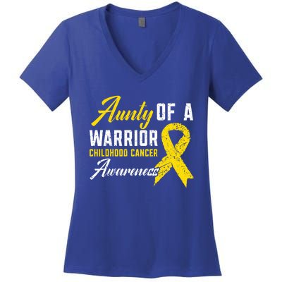 Aunty Of A Warrior Hood Cancer Awareness Gift Women's V-Neck T-Shirt