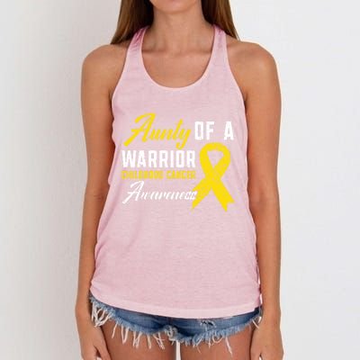 Aunty Of A Warrior Hood Cancer Awareness Gift Women's Knotted Racerback Tank