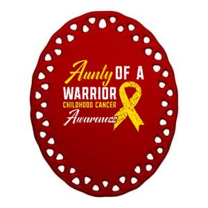 Aunty Of A Warrior Hood Cancer Awareness Gift Ceramic Oval Ornament