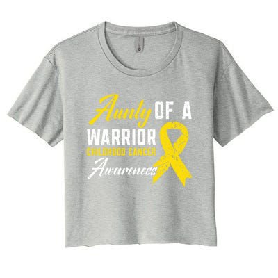 Aunty Of A Warrior Hood Cancer Awareness Gift Women's Crop Top Tee