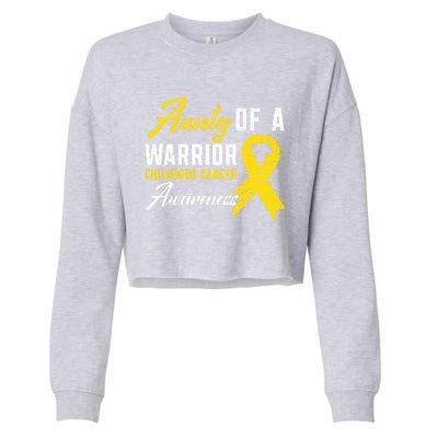 Aunty Of A Warrior Hood Cancer Awareness Gift Cropped Pullover Crew