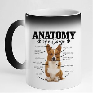 Anatomy Of A Corgi Funny Cute Dog Corgi Mom Corgi Dad 11oz Black Color Changing Mug