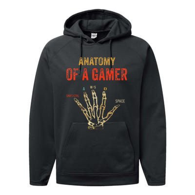 Anatomy of a Gamer Hand funny gaming Performance Fleece Hoodie