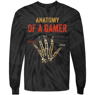 Anatomy of a Gamer Hand funny gaming Tie-Dye Long Sleeve Shirt