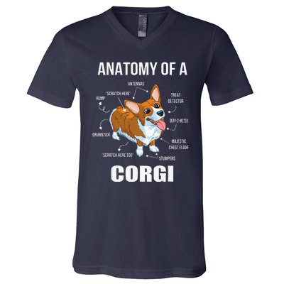 Anatomy Of A Corgi Funny Dog V-Neck T-Shirt