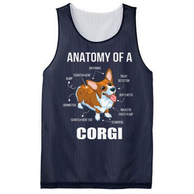 Anatomy Of A Corgi Funny Dog Mesh Reversible Basketball Jersey Tank