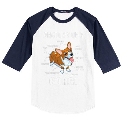 Anatomy Of A Corgi Funny Dog Baseball Sleeve Shirt