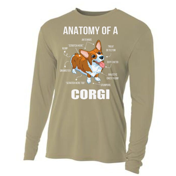 Anatomy Of A Corgi Funny Dog Cooling Performance Long Sleeve Crew