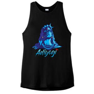 Adiyogi Or Adhi Yogi Shiva Mahadev Blue Hindu Maha Shivratri Funny Gift Ladies PosiCharge Tri-Blend Wicking Tank