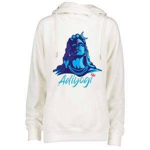 Adiyogi Or Adhi Yogi Shiva Mahadev Blue Hindu Maha Shivratri Funny Gift Womens Funnel Neck Pullover Hood